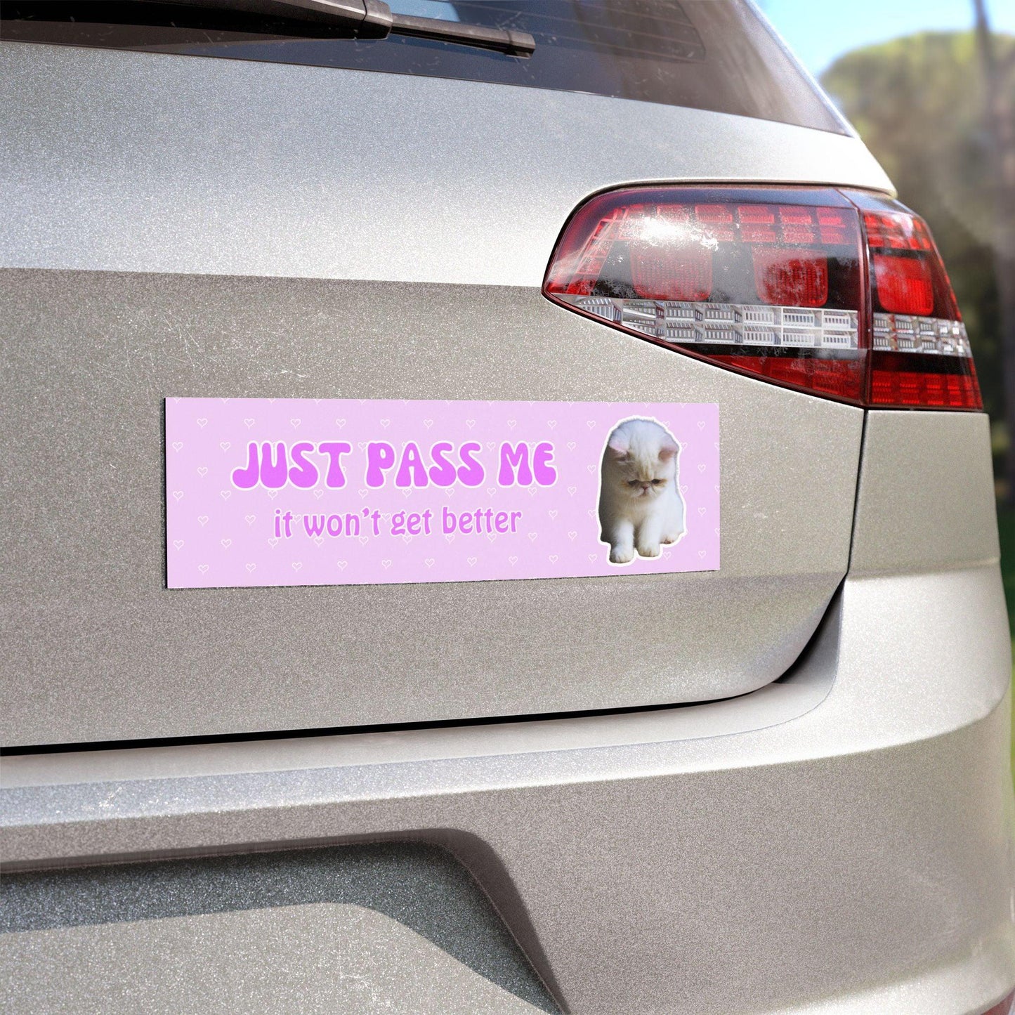 Just Pass Me Bumper Sticker Magnet - Cat Version