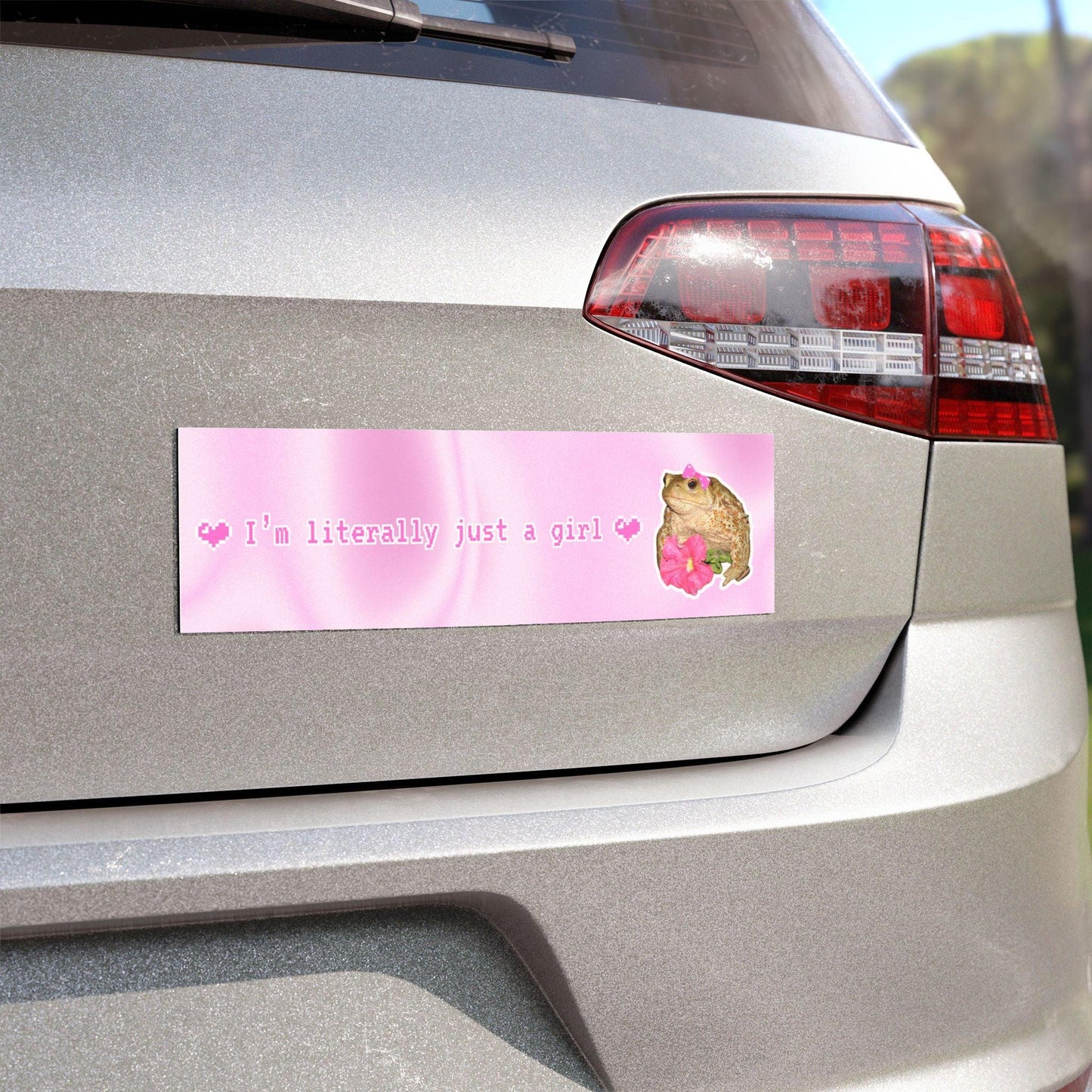 "I'm Literally Just a Girl" Bumper Sticker Magnet - Frog Version - Just Goofy Little Guys