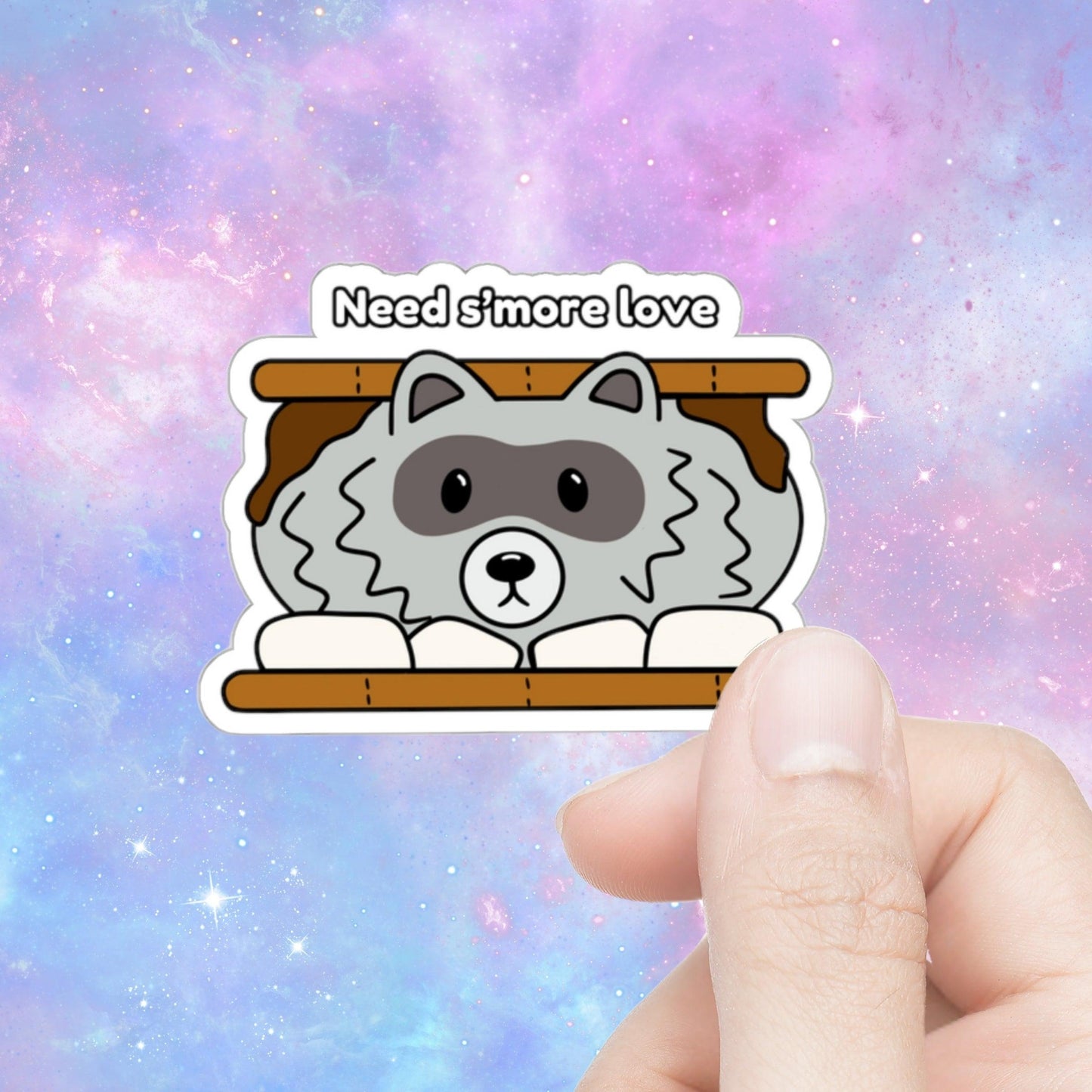 "Need S'More Love" Kawaii Raccoon Sticker - Just Goofy Little Guys