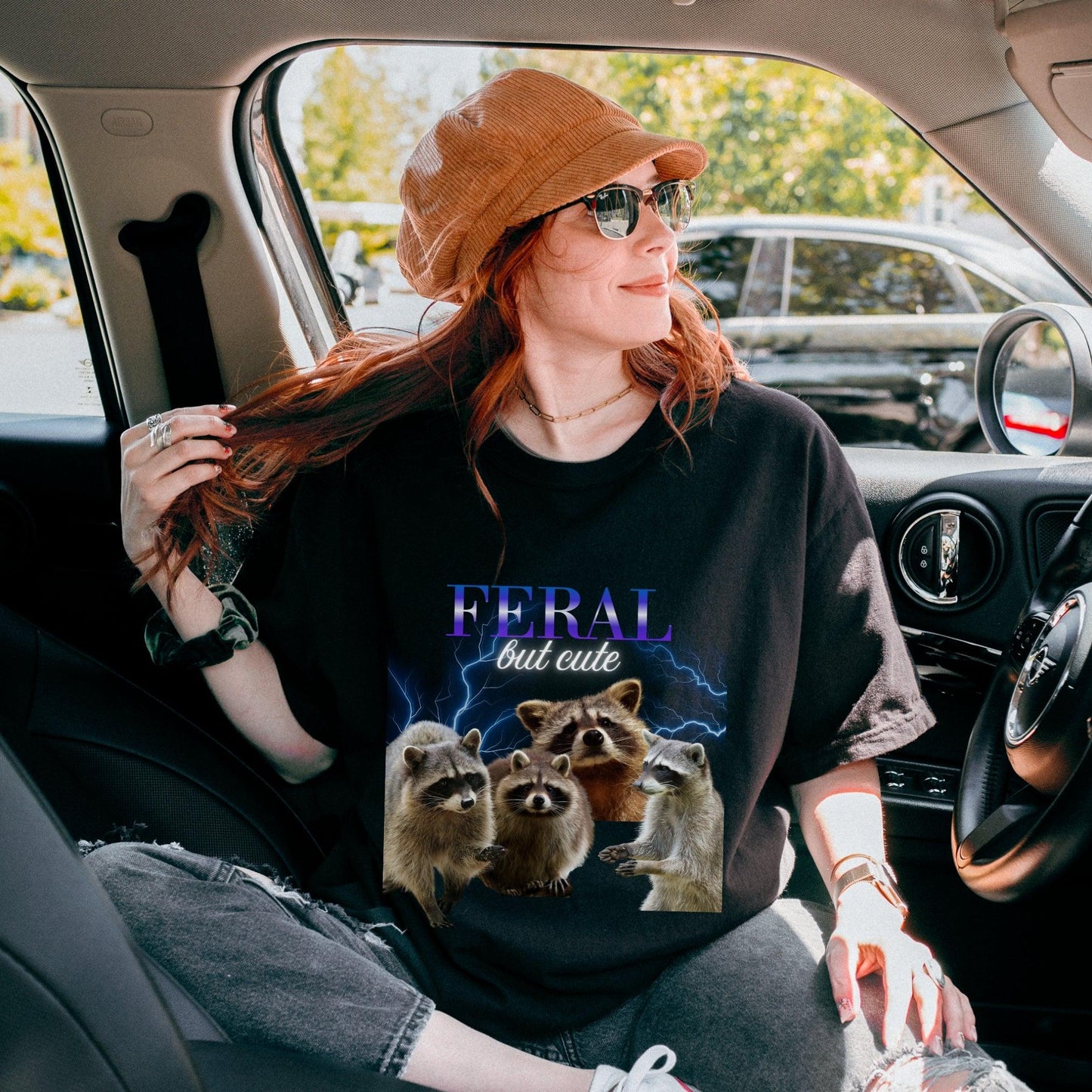 Feral but Cute 90s Style Raccoon Shirt.