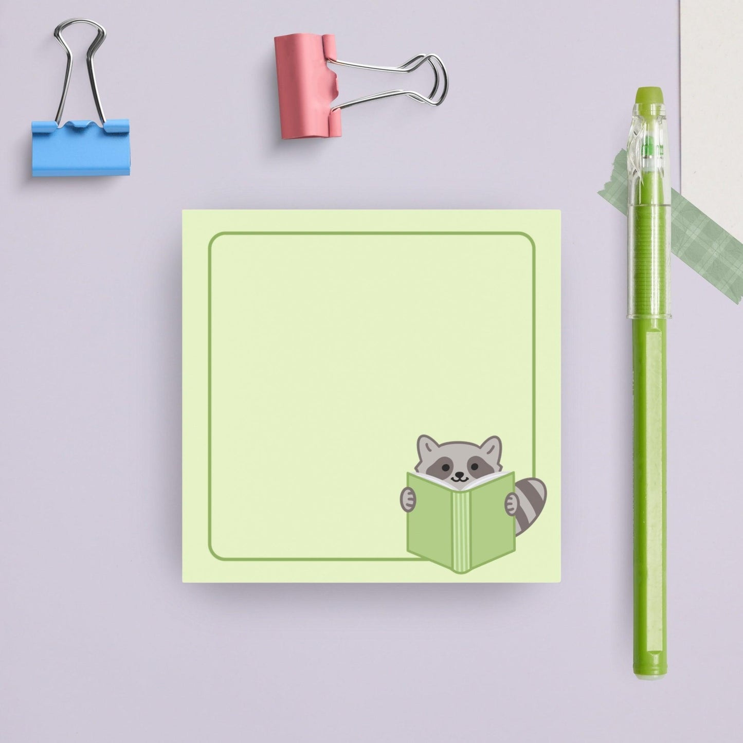 Cute Bookish Raccoon Post-it® Notes - Just Goofy Little Guys