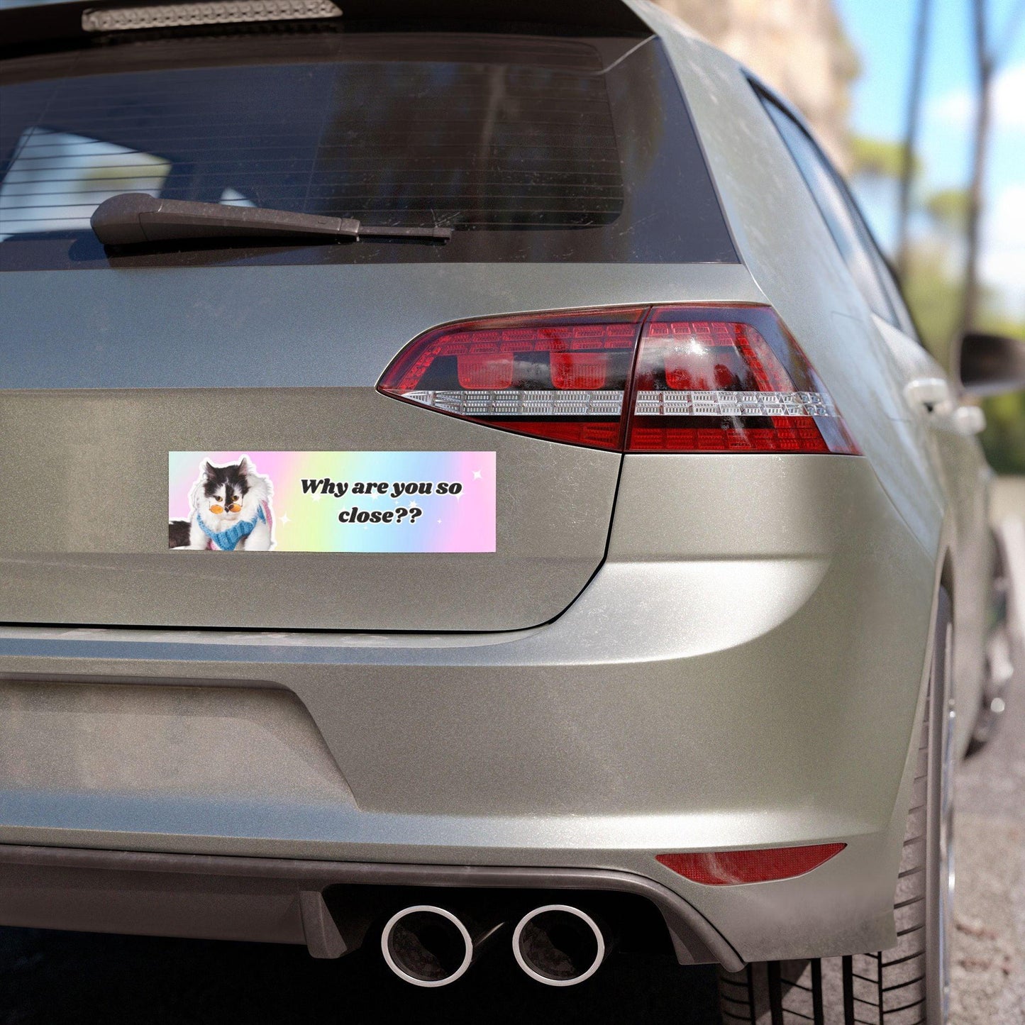 Why Are You So Close?? - Funny Cat Bumper Sticker Magnet