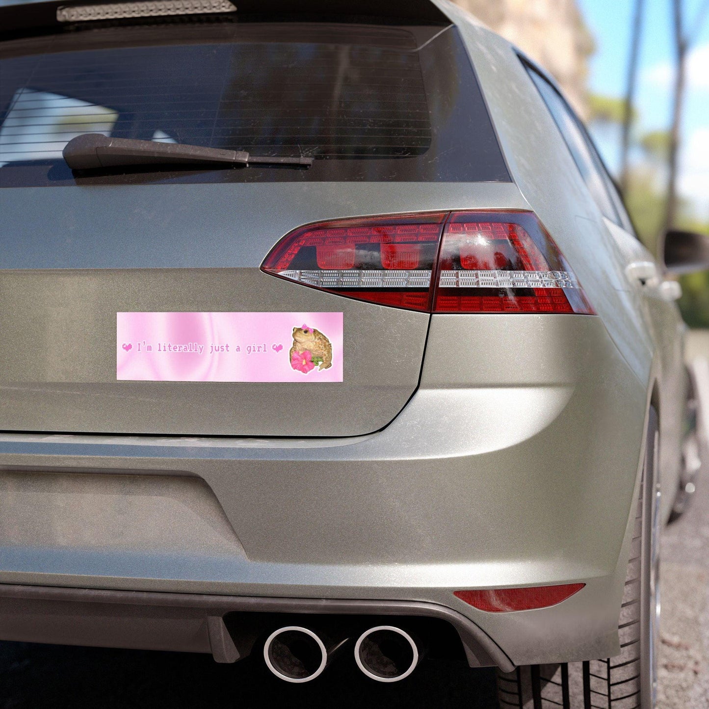 "I'm Literally Just a Girl" Bumper Sticker Magnet - Frog Version - Just Goofy Little Guys