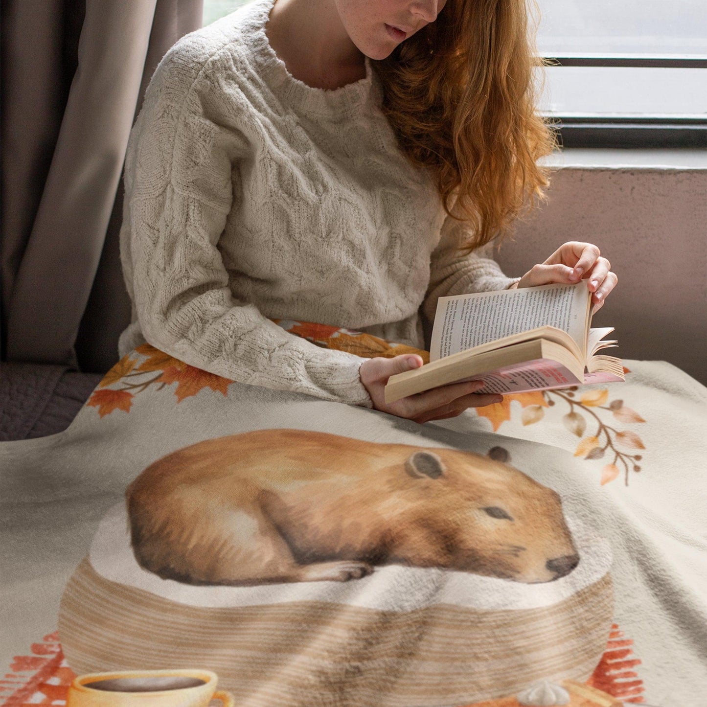 Cozy Autumn Capybara Blanket
