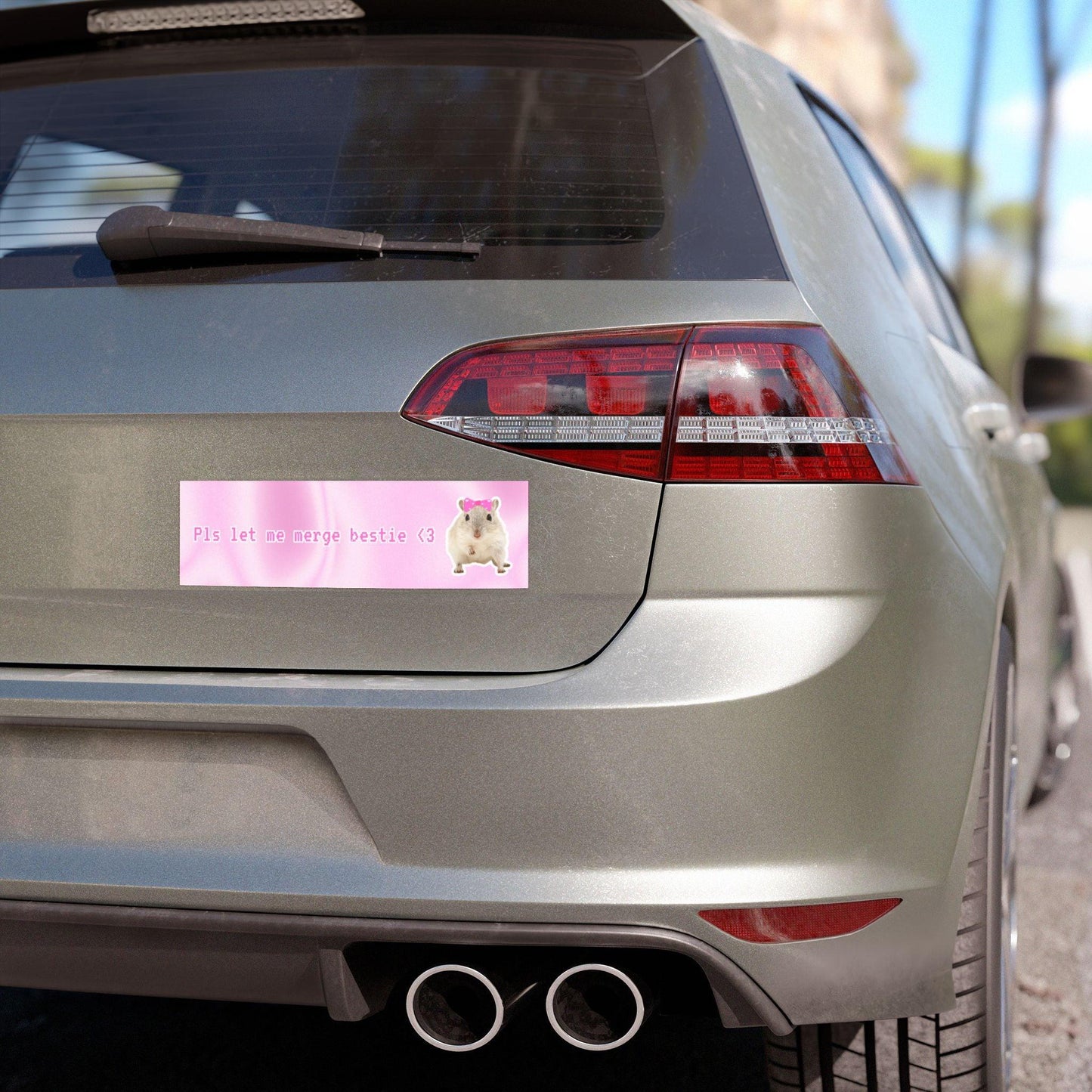 "Please Let Me Merge Bestie" Bumper Sticker Magnet - Just Goofy Little Guys Home Decor This bumper sticker magnet features a fabulously girly rat with the iconic phrase "Pls let me merge bestie." It’s the perfect blend of humor, attitude, and undeniable cuteness. Made with a removable, reposition-able magnet, it’s easy to pop on your car, fridge, locker, or any magnetic surface — no sticky residue, just pure personality.