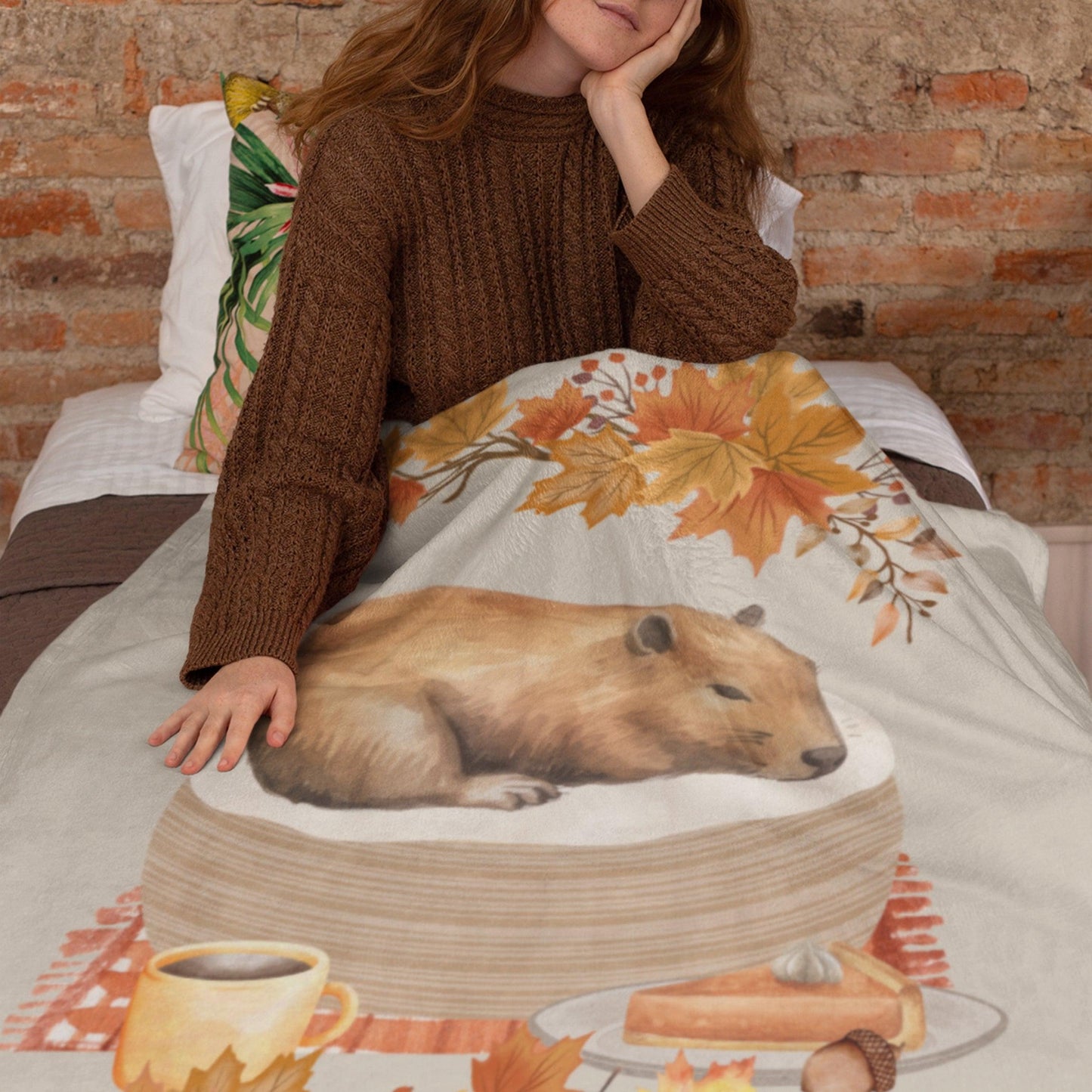 Cozy Autumn Capybara Blanket