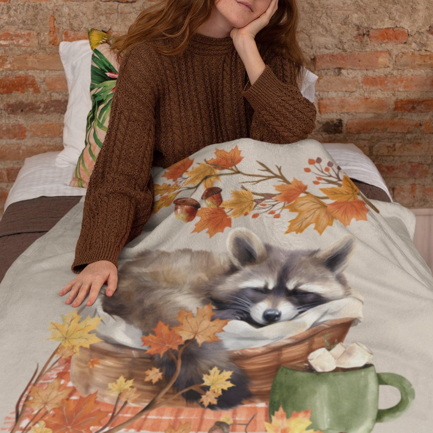 Cozy Autumn Raccoon Blanket