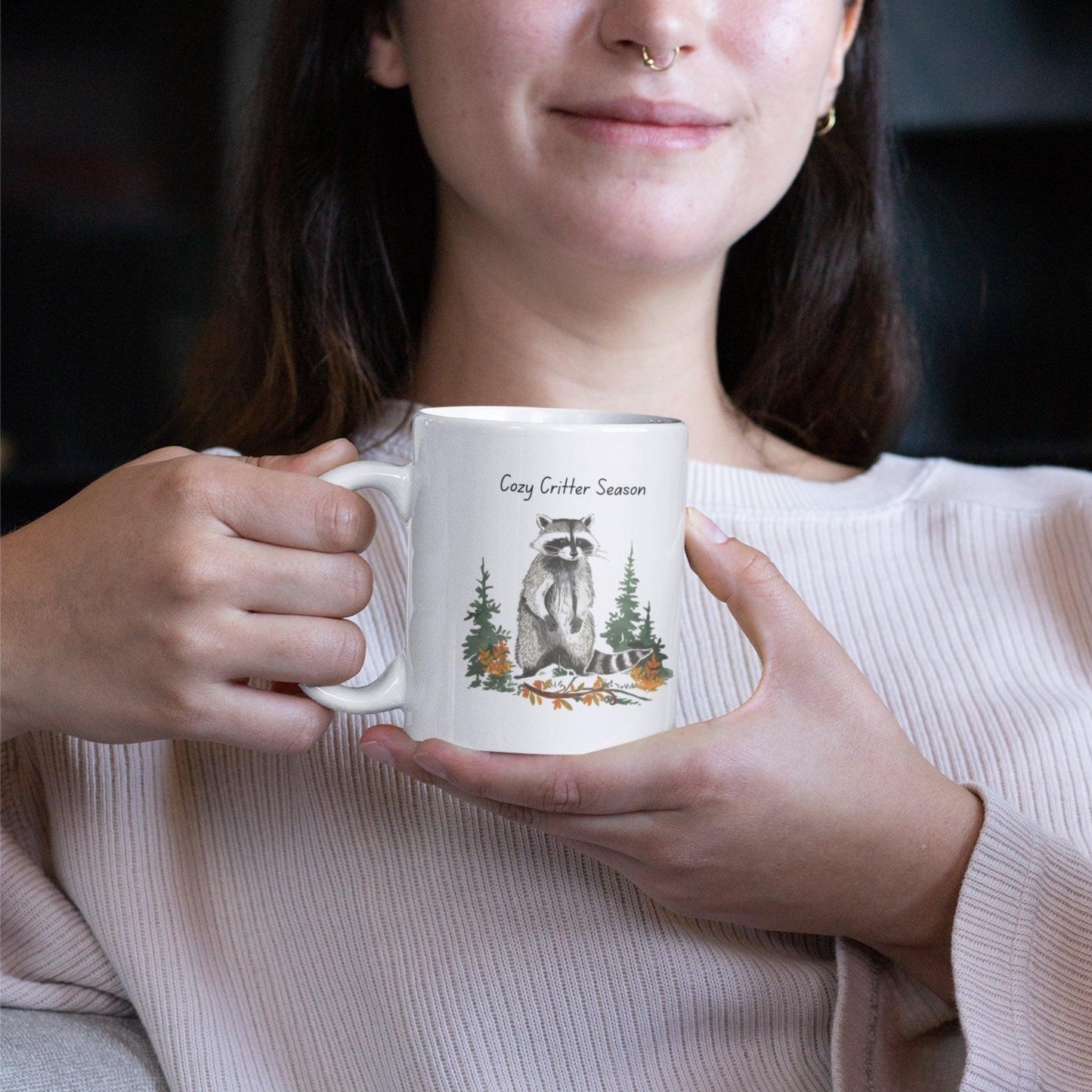 Cozy Critter Season Raccoon Mug
