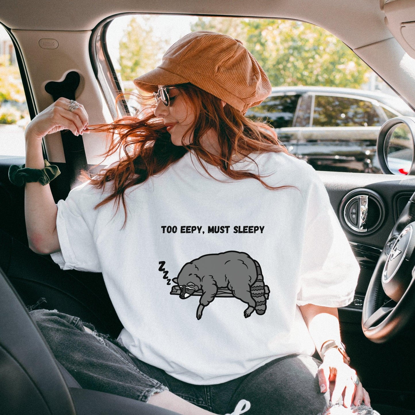 Too Eepy Must Sleepy Raccoon Tee