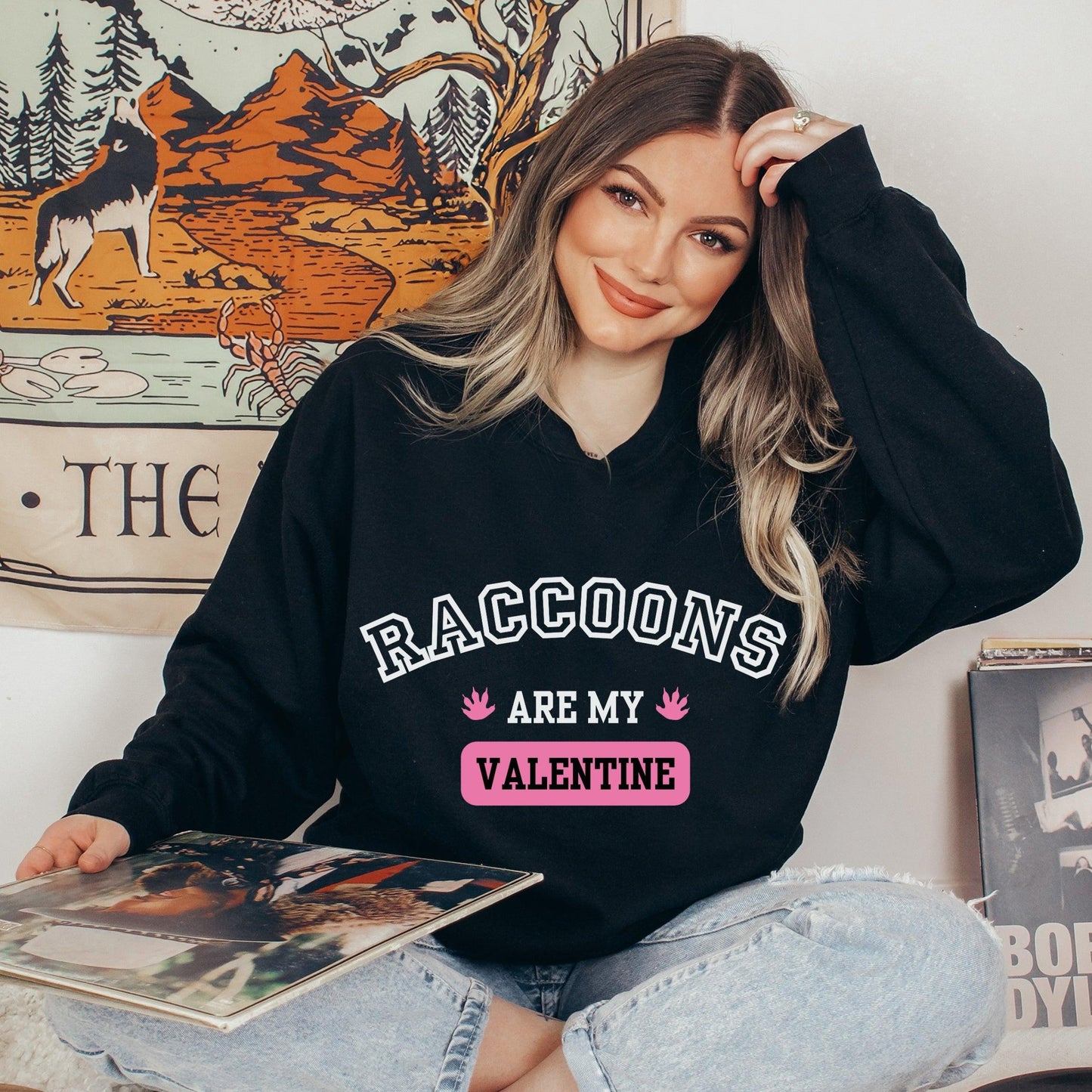"Raccoons are My Valentine" Valentine's Day Crewneck Sweatshirt