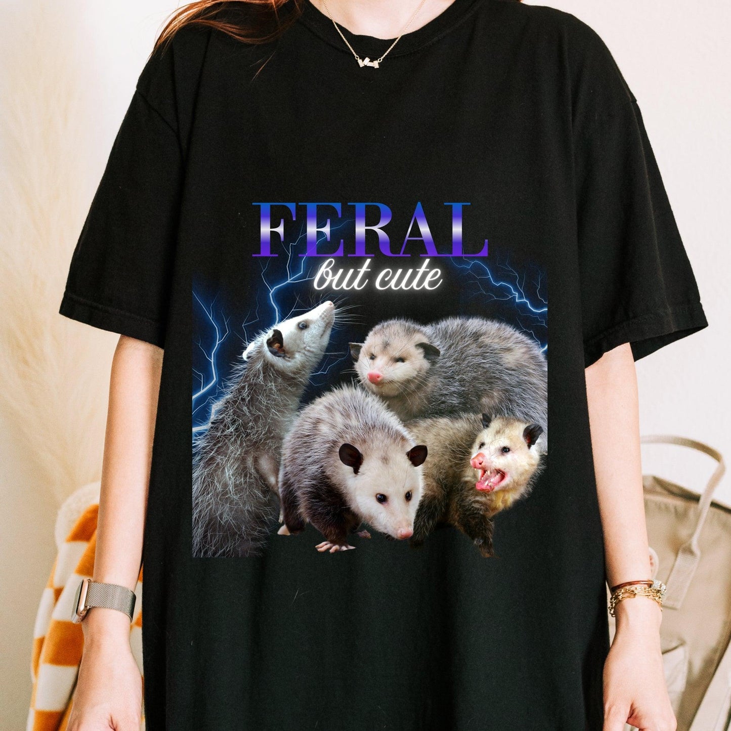 Feral But Cute 90s Style Possum Shirt.