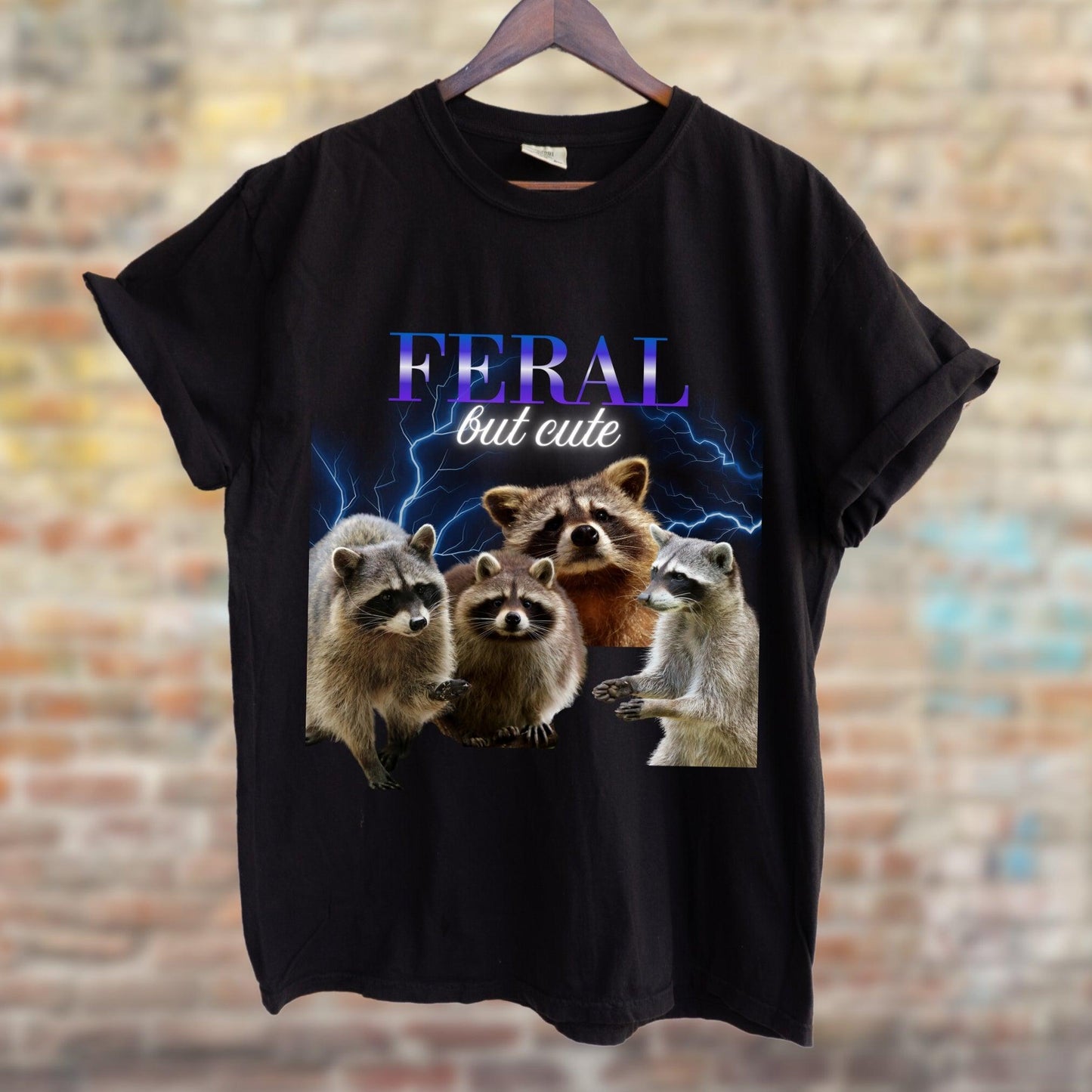 Feral but Cute 90s Style Raccoon Shirt.