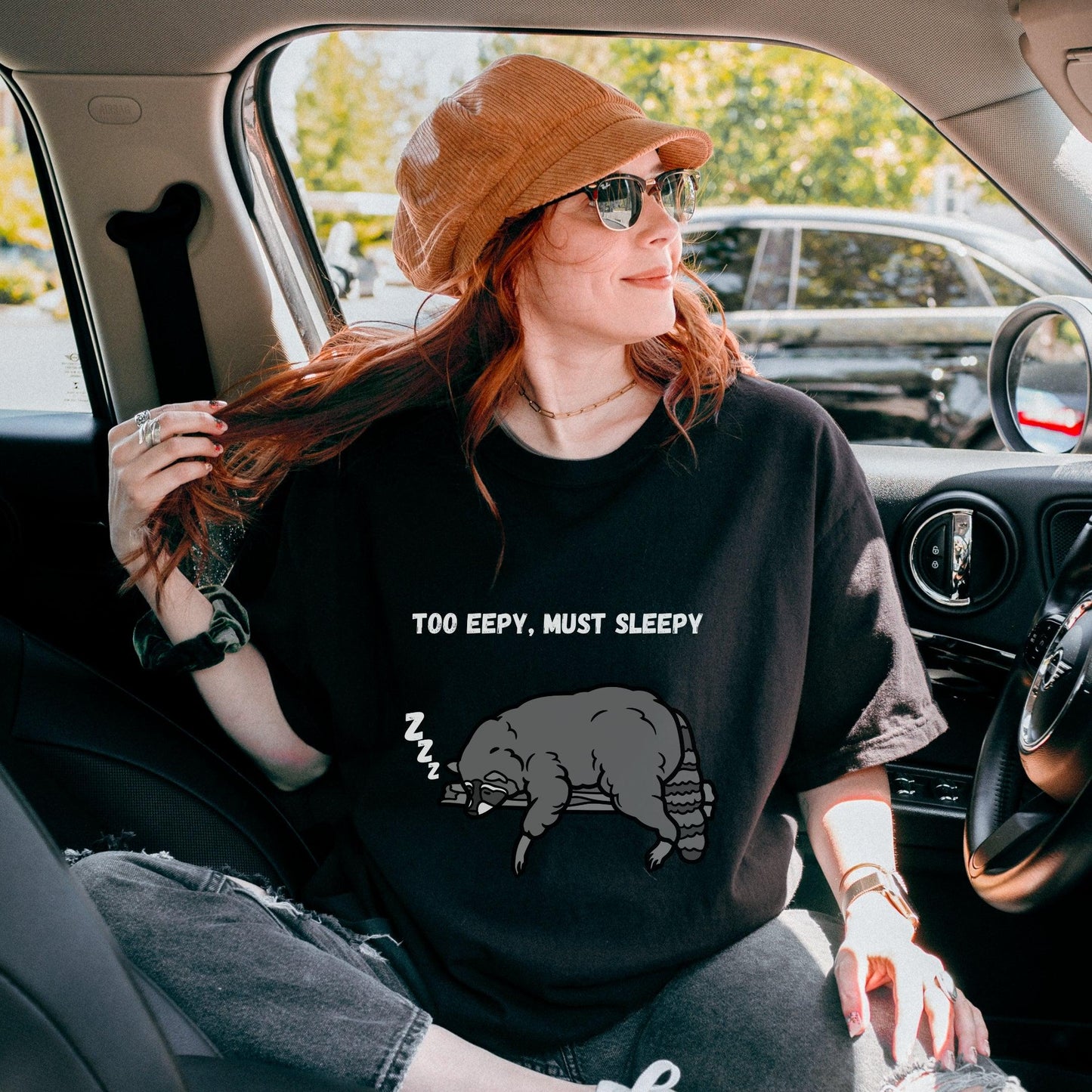 Too Eepy Must Sleepy Raccoon Tee