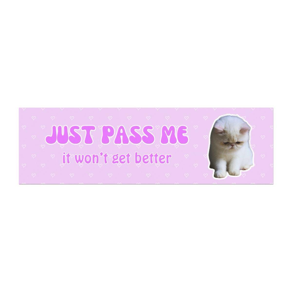 Just Pass Me Bumper Sticker Magnet - Cat Version