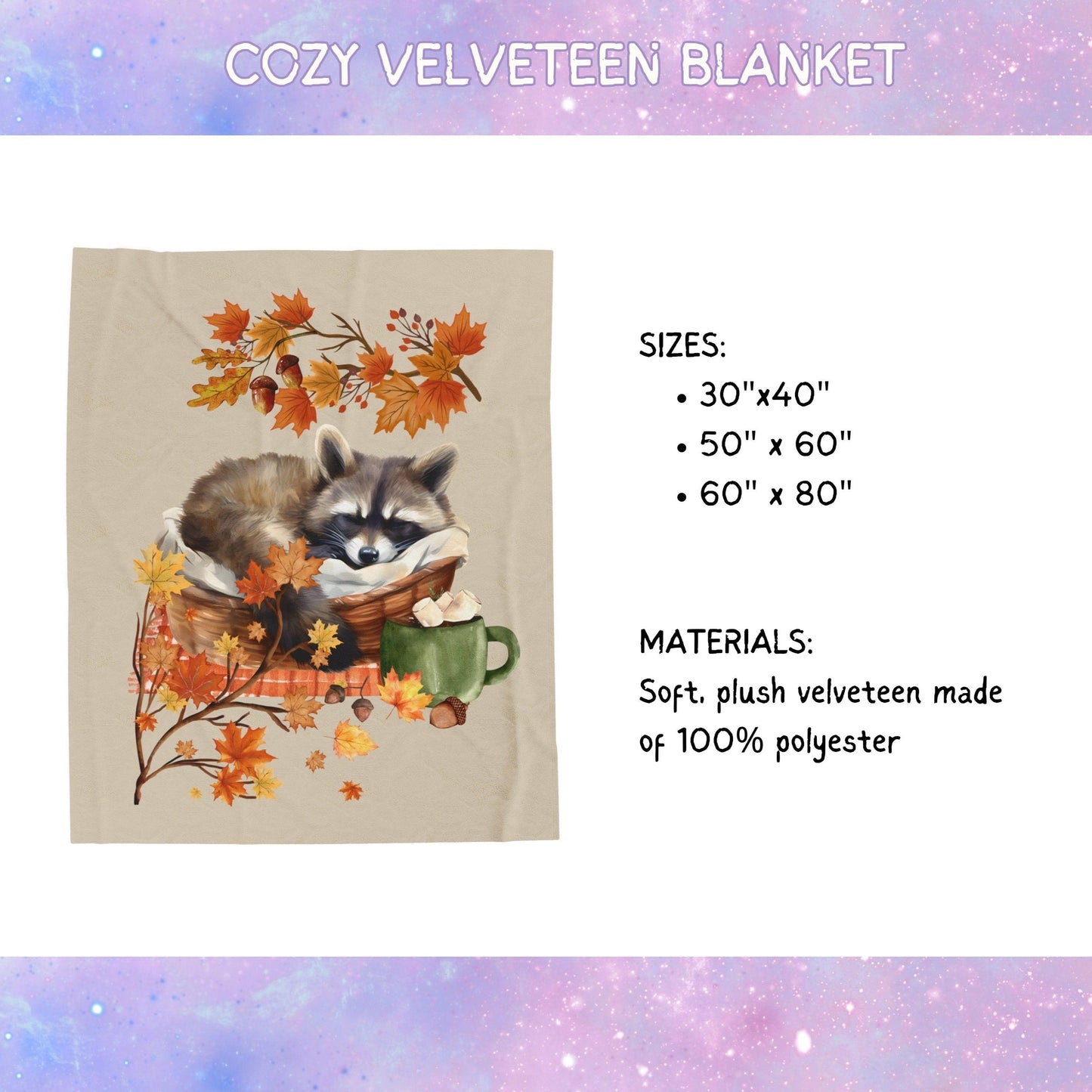Cozy Autumn Raccoon Blanket