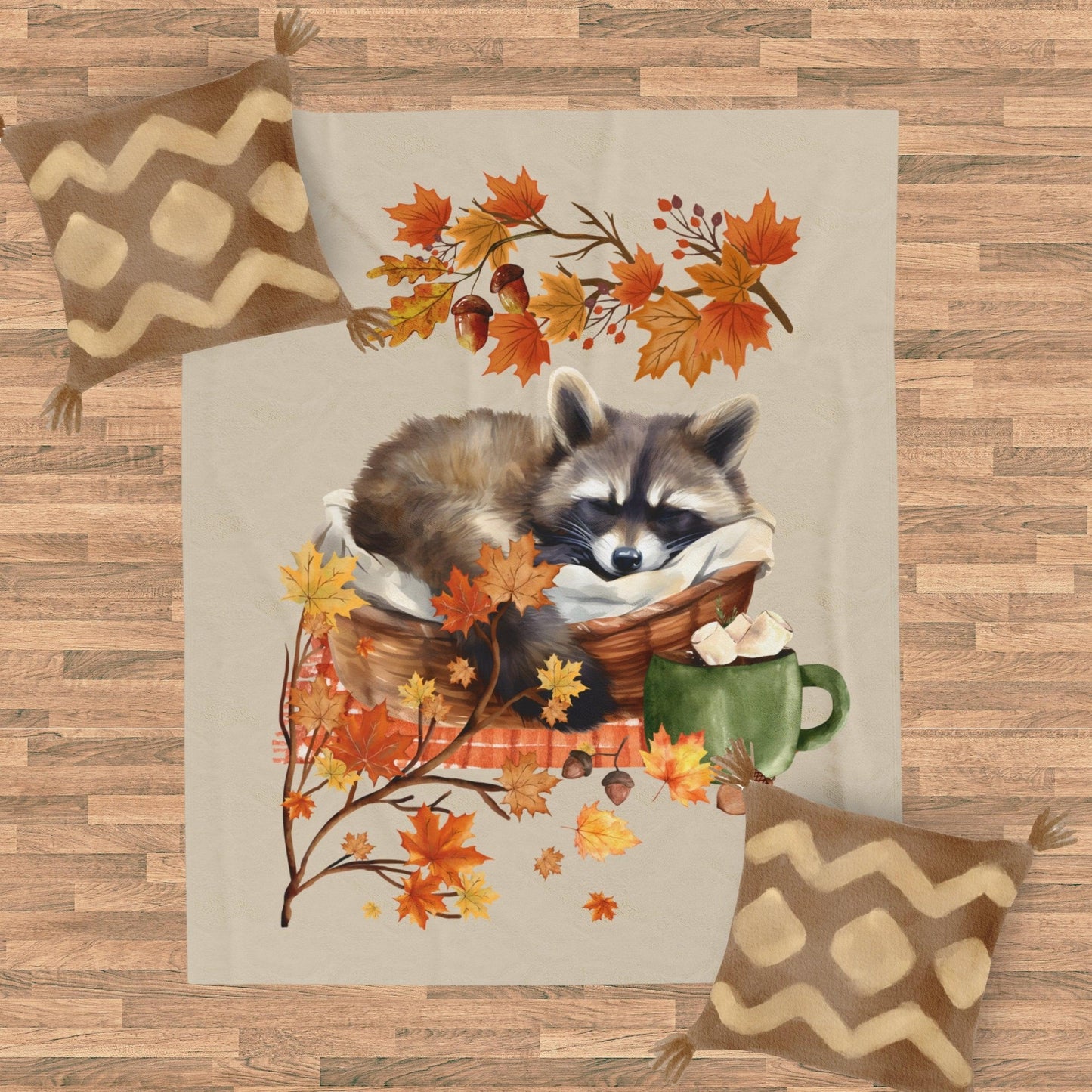 Cozy Autumn Raccoon Blanket