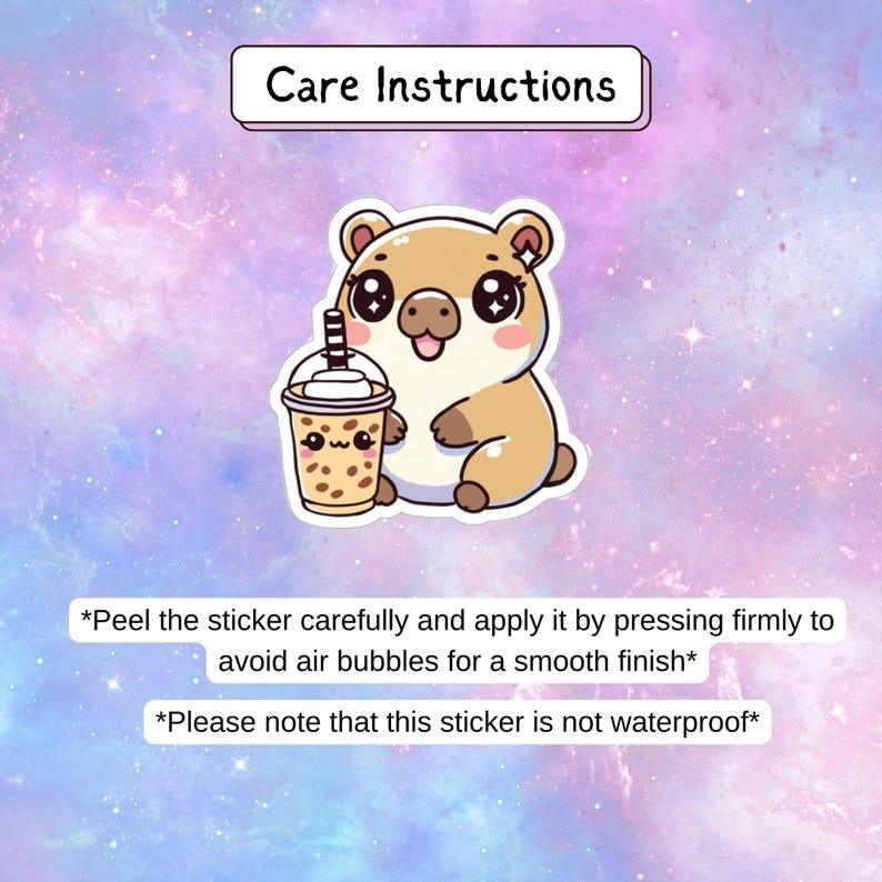 Kawaii Capybara Iced Coffee Sticker.