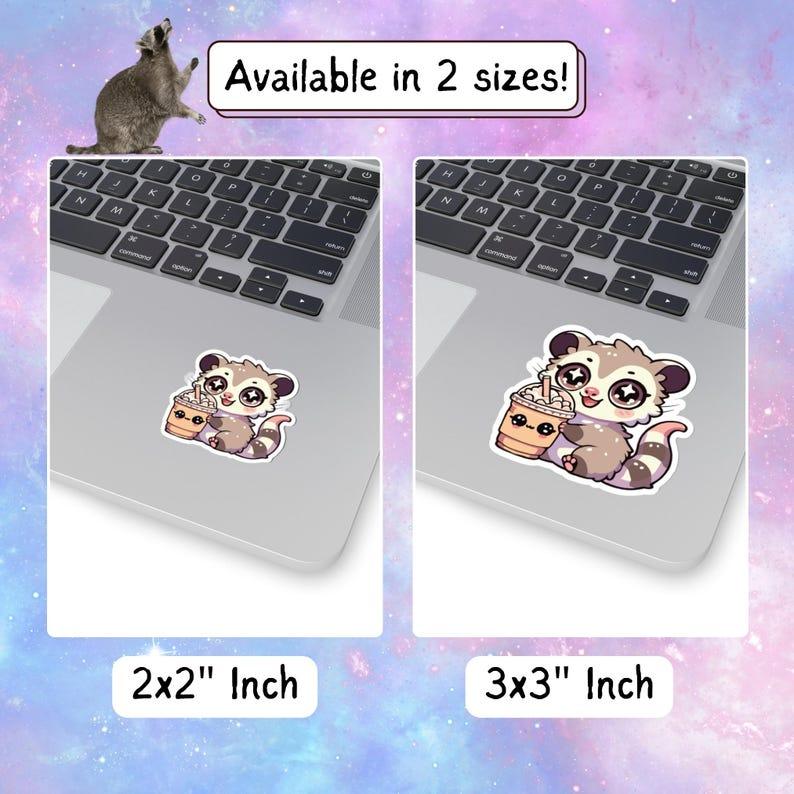 Kawaii Possum Iced Coffee Sticker.