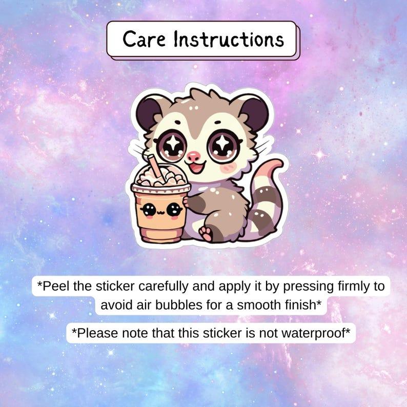 Kawaii Possum Iced Coffee Sticker.