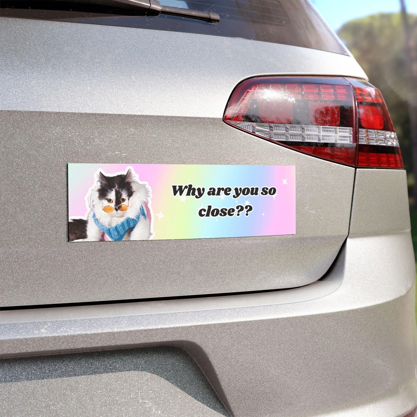 Why Are You So Close?? - Funny Cat Bumper Sticker Magnet