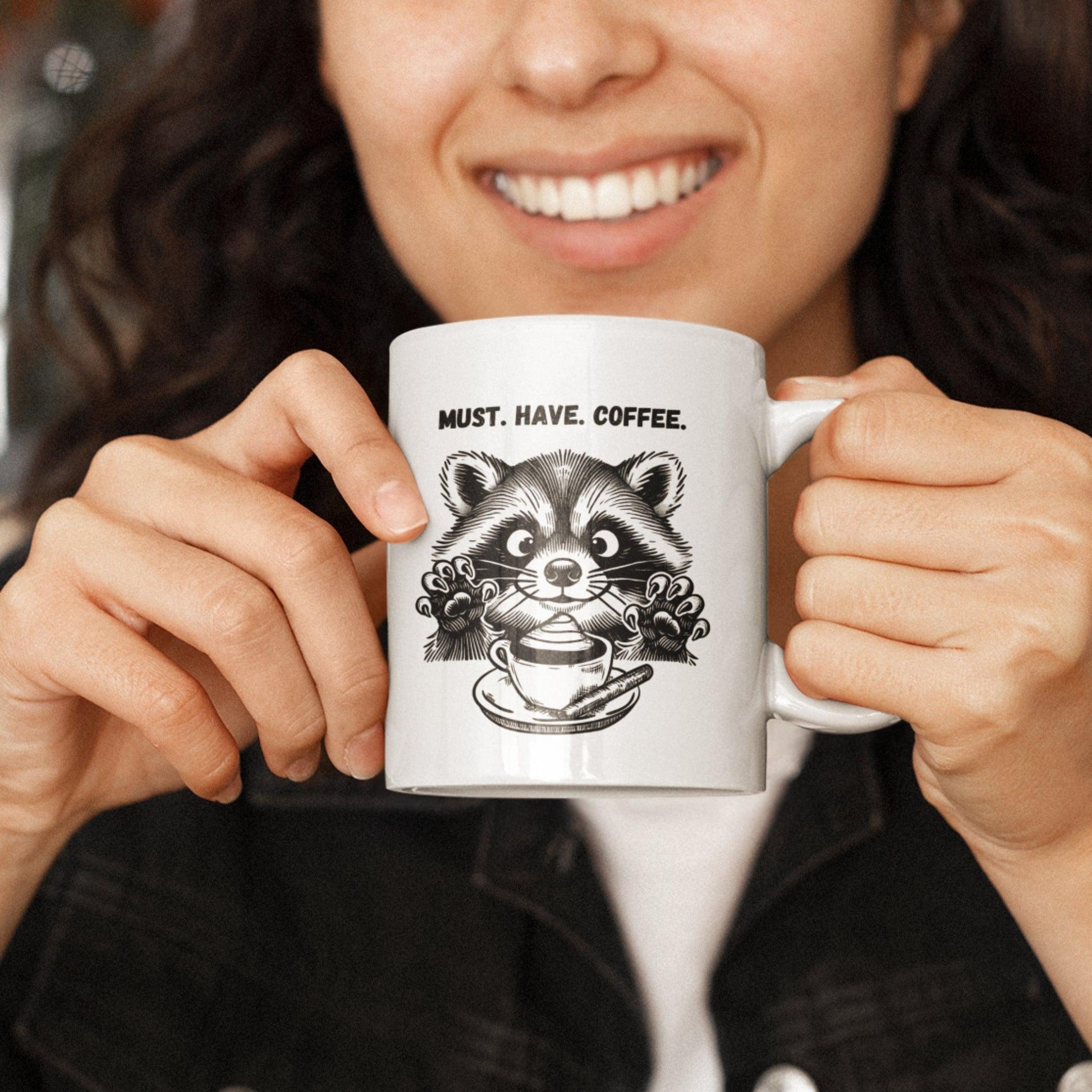 MUST HAVE COFFEE Raccoon Mug - Just Goofy Little Guys