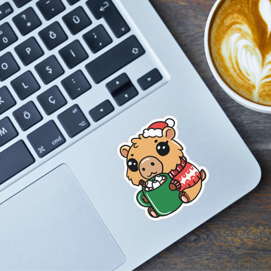 Kawaii Christmas Capybara Sticker