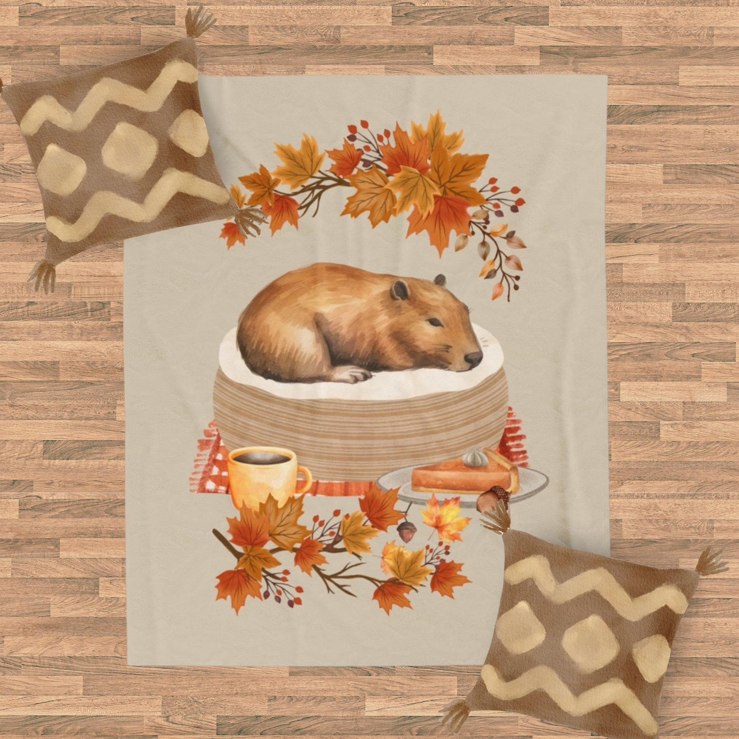 Cozy Autumn Capybara Blanket