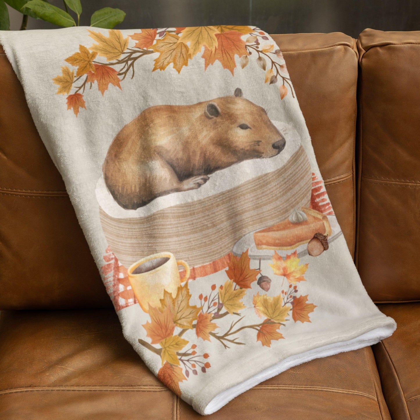 Cozy Autumn Capybara Blanket
