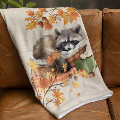 Cozy Autumn Raccoon Blanket
