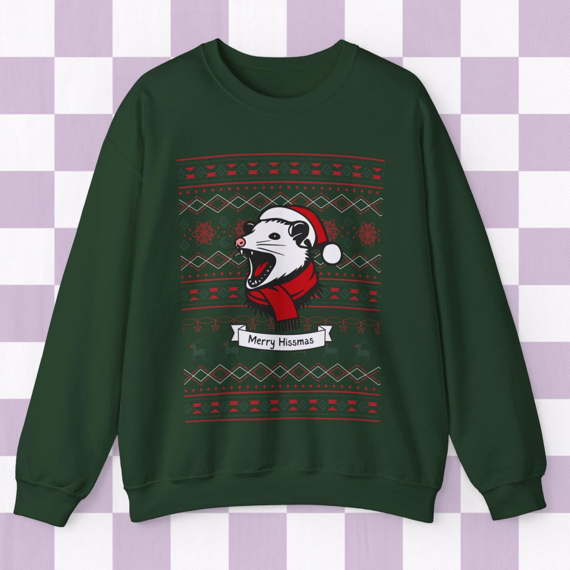 Merry Hissmas Possum Ugly Christmas Sweatshirt - Just Goofy Little Guys