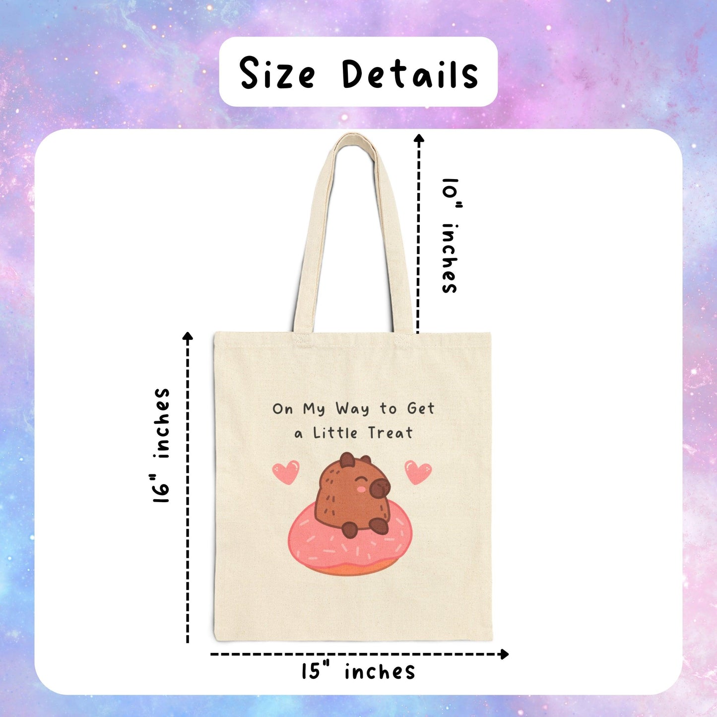 On My Way to Get a Little Treat - Cute Capybara Tote Bag - Just Goofy Little Guys