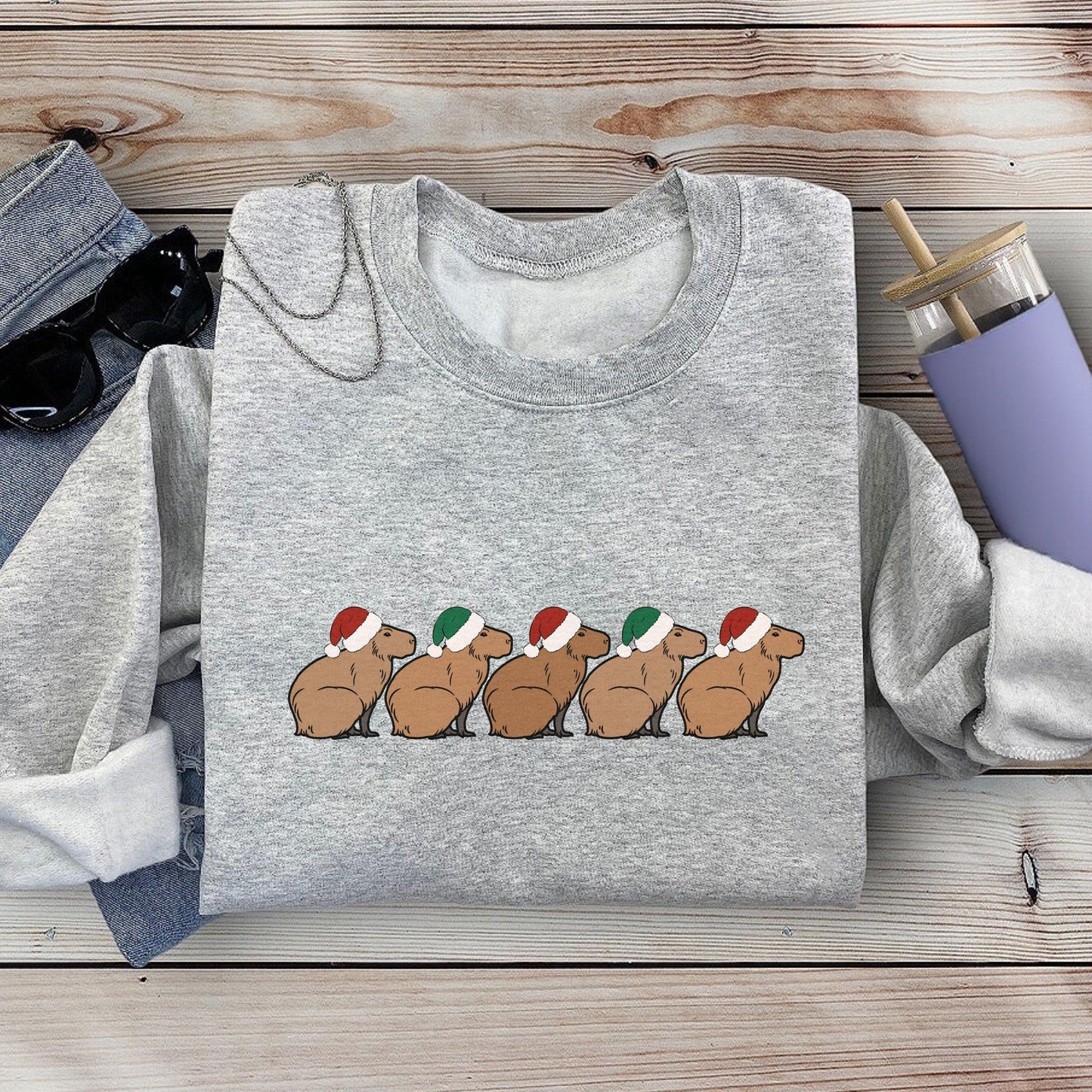 Capybara Christmas Sweatshirt - Just Goofy Little Guys