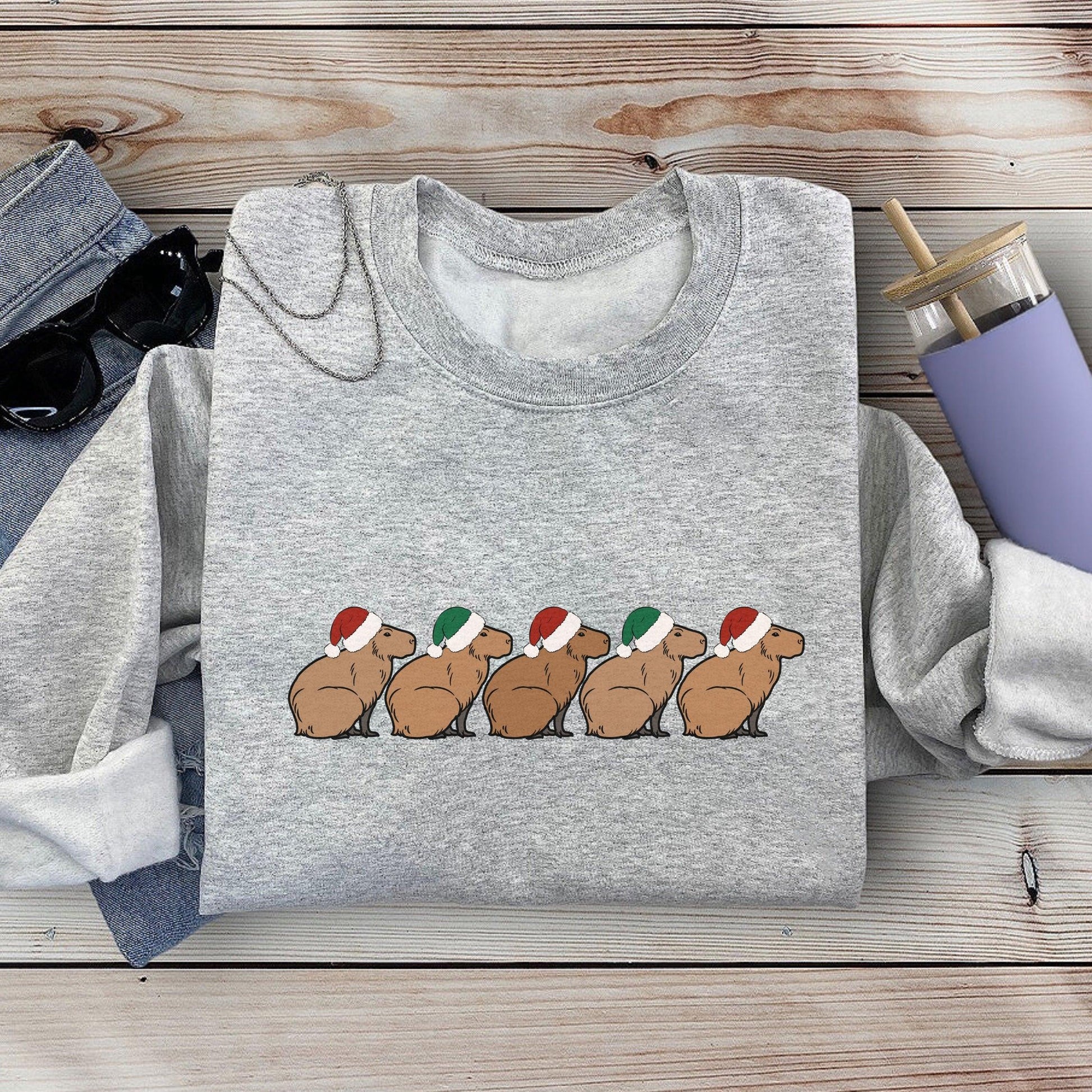 Capybara Christmas Sweatshirt - Just Goofy Little Guys