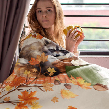 Cozy Autumn Raccoon Blanket