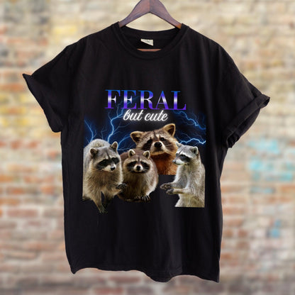 Feral but Cute 90s Style Raccoon Shirt.