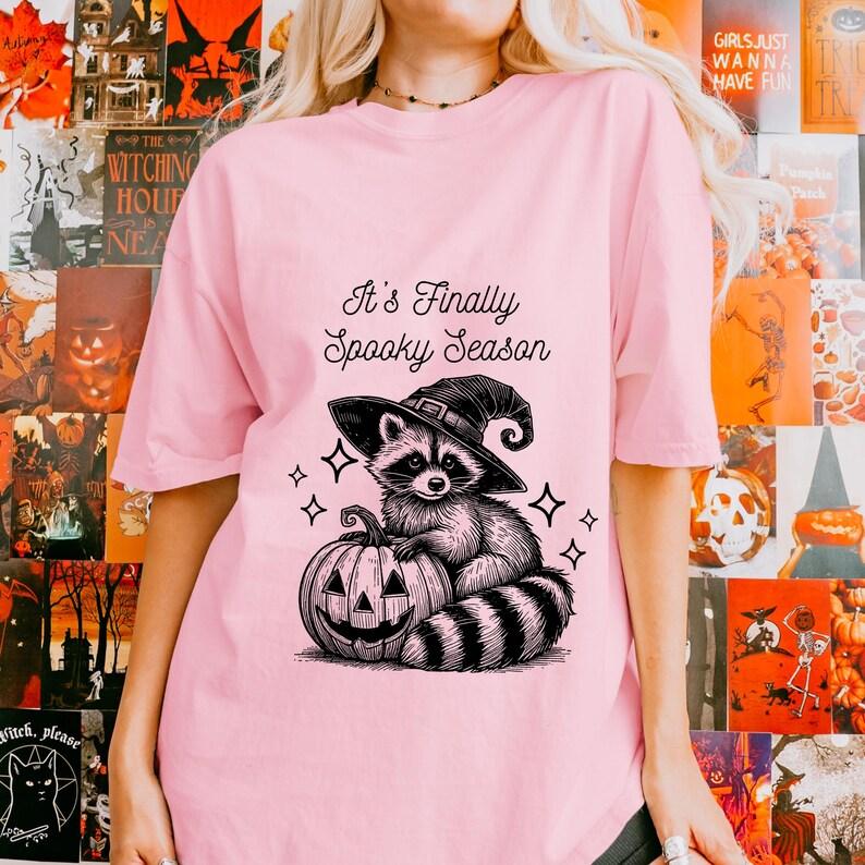 Finally Spooky Season Raccoon Halloween Shirt.