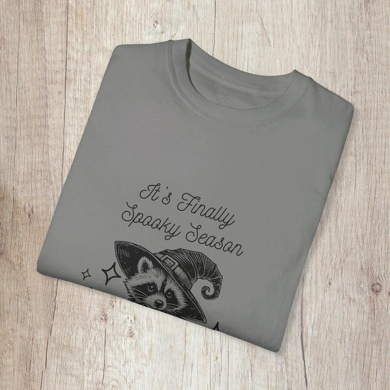 Finally Spooky Season Raccoon Halloween Shirt.