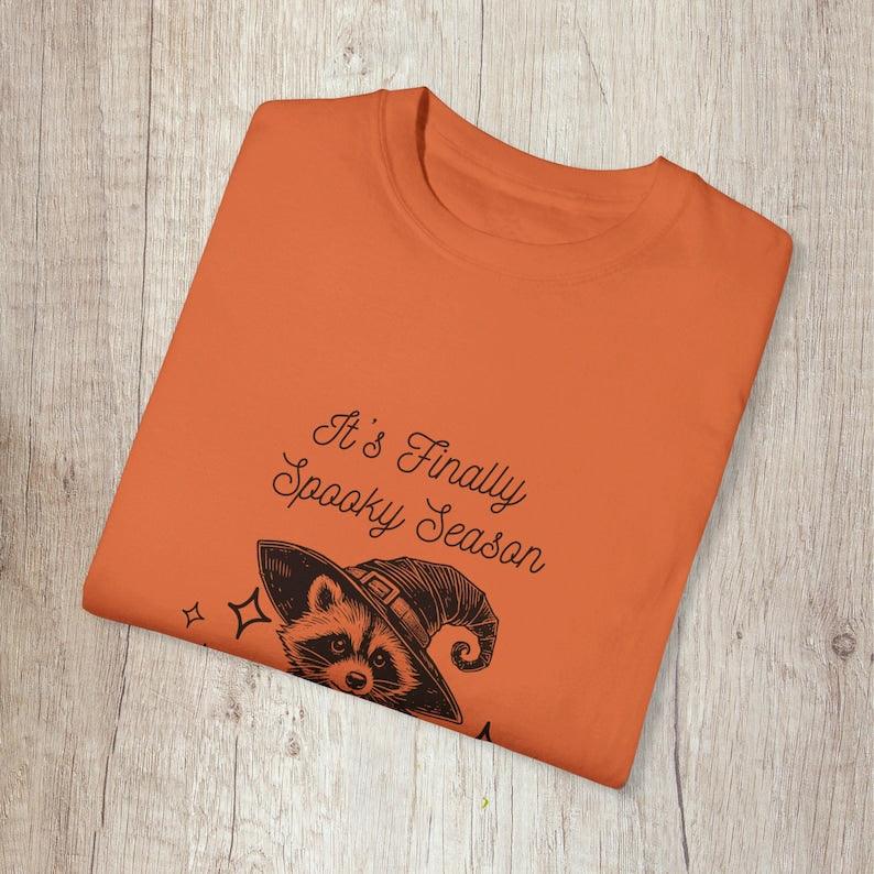 Finally Spooky Season Raccoon Halloween Shirt.